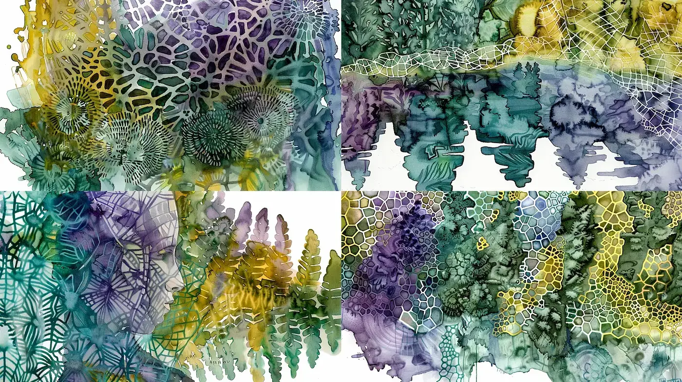 Fluid Organic Patterns with Intricate Detailing and Natural Aesthetic - Midjourney sref style