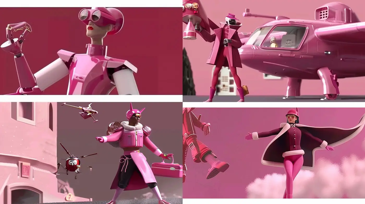 Futuristic Rose-Tinted Elegance: A Synthetic Art Fusion - Midjourney sref style
