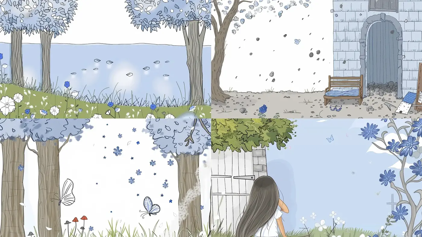 Serene Watercolor Pastoral Vignettes - Midjourney sref style