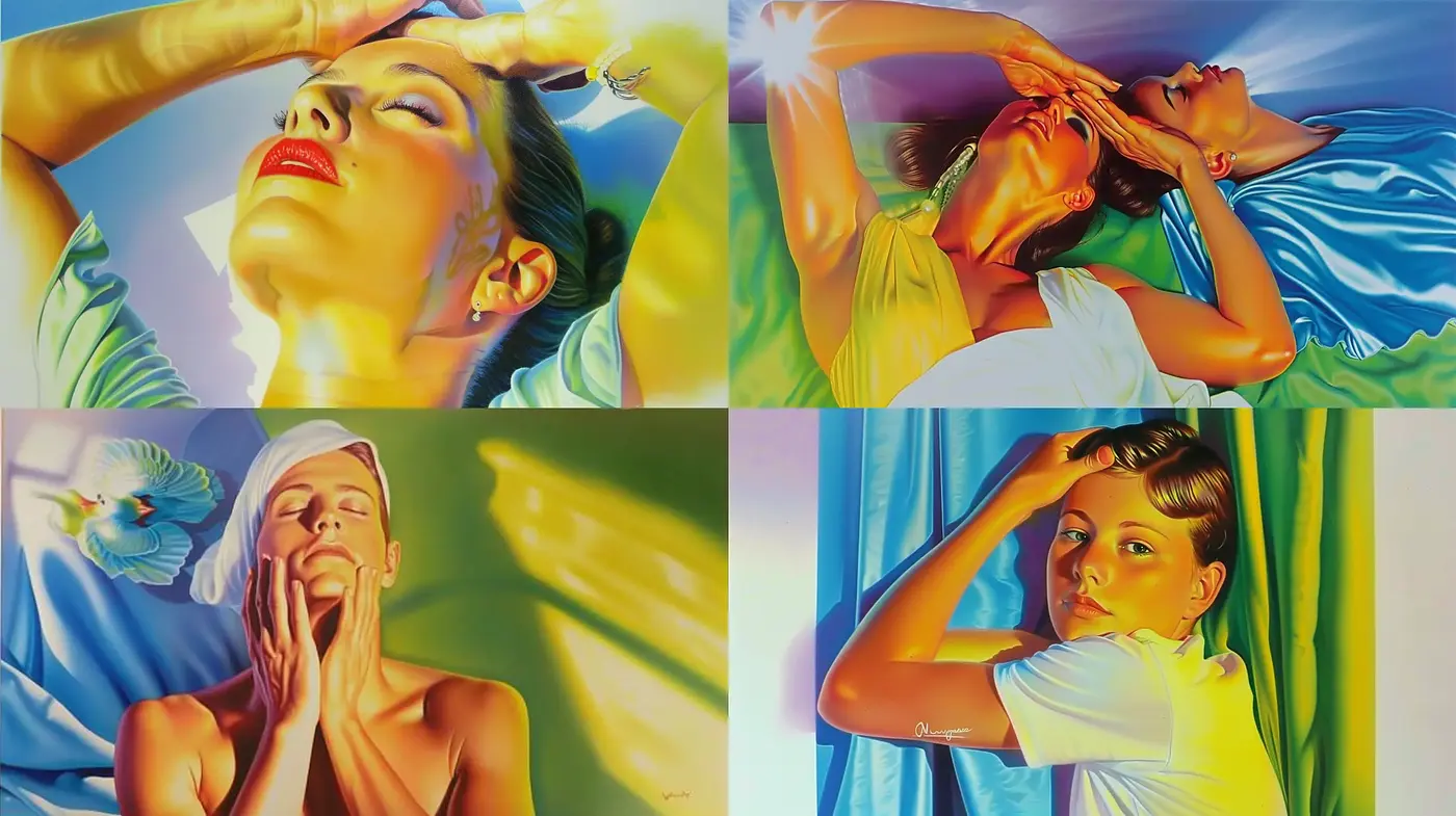Sun-Kissed Hyperrealism and Serene Beauty Composite - Midjourney sref style