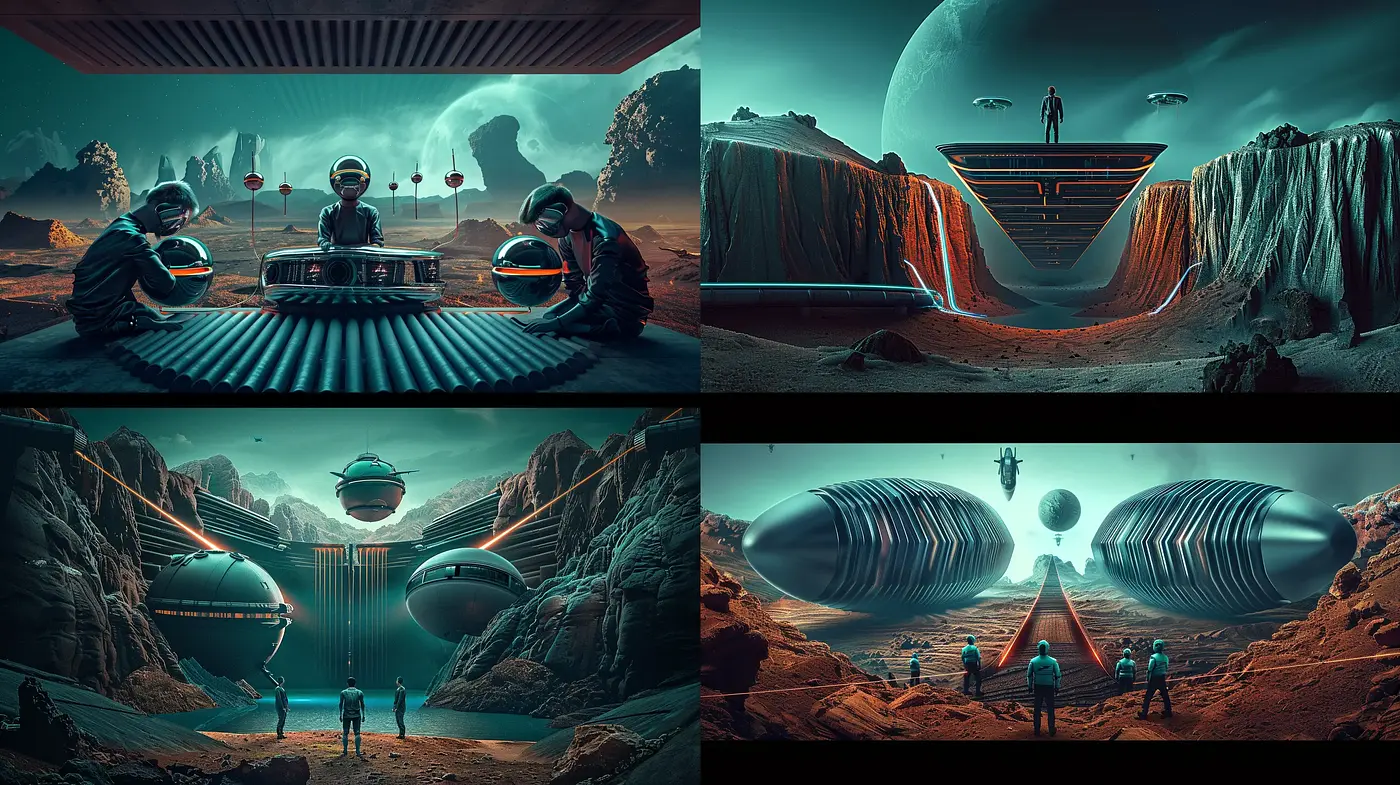 Ethereal Sci-Fi Landscapes with Surreal Overtones - Midjourney sref style