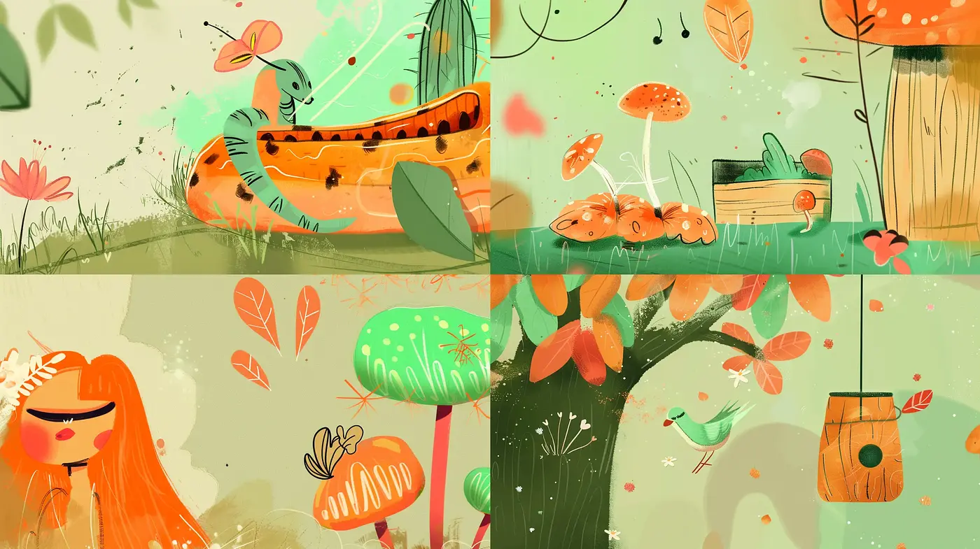Whimsical Nature's Palette: A Consistent Fusion of Earthy Tones with Stylized Fantasy - Midjourney sref style