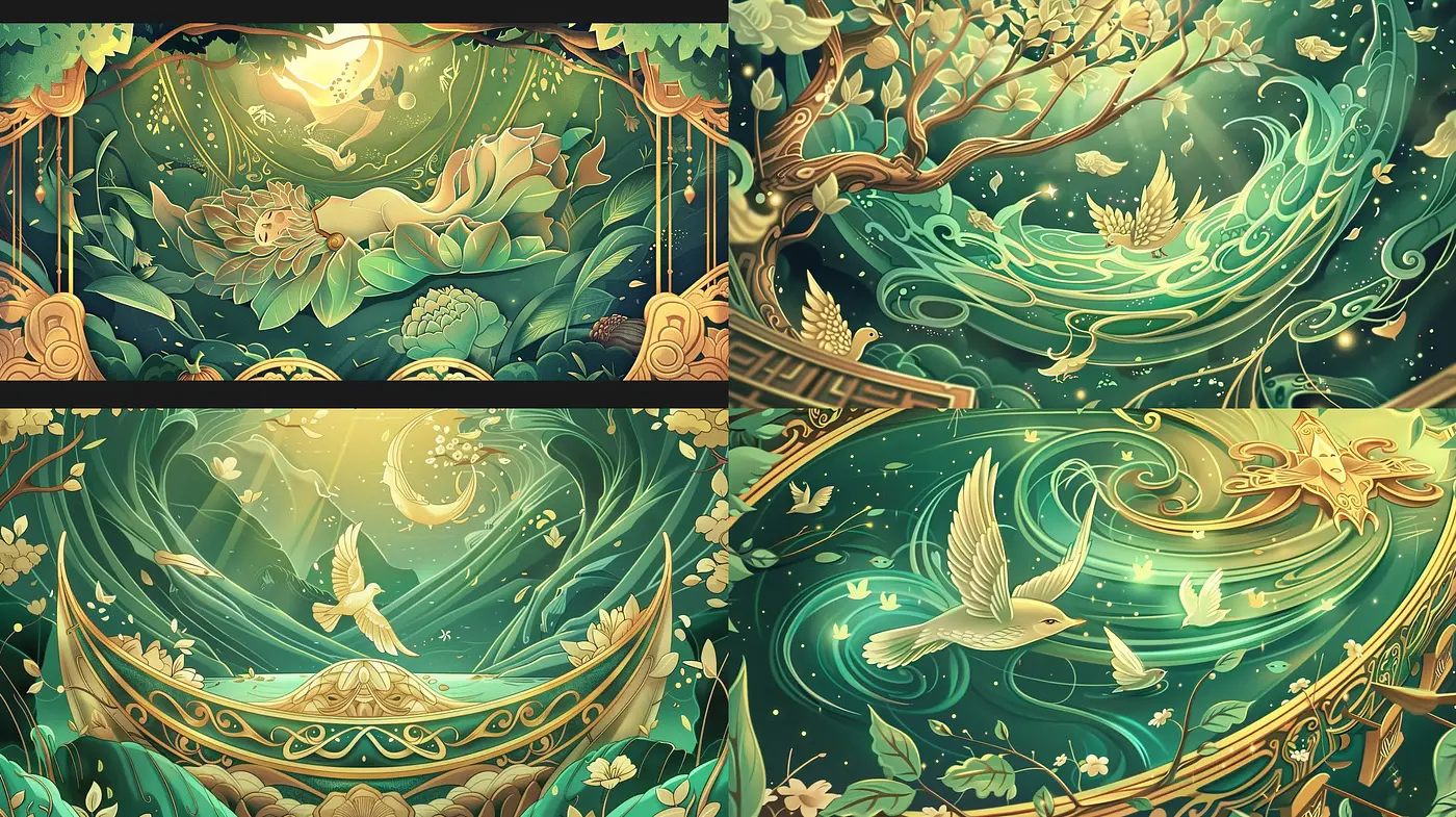 Ethereal Nature in Art Nouveau Revival - Midjourney sref style