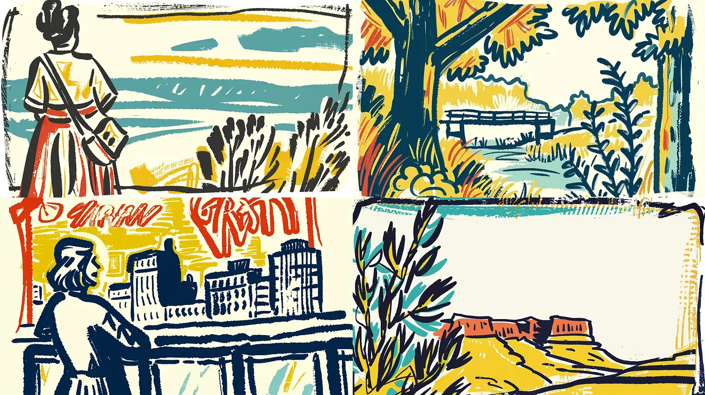 Eclectic Ink-Wash Impressions with a Modernist Twist - Midjourney sref style