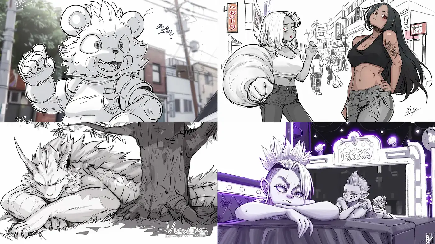 Whimsical and Dynamic Urban Illustrations with Cartoonish Flair - Midjourney sref style