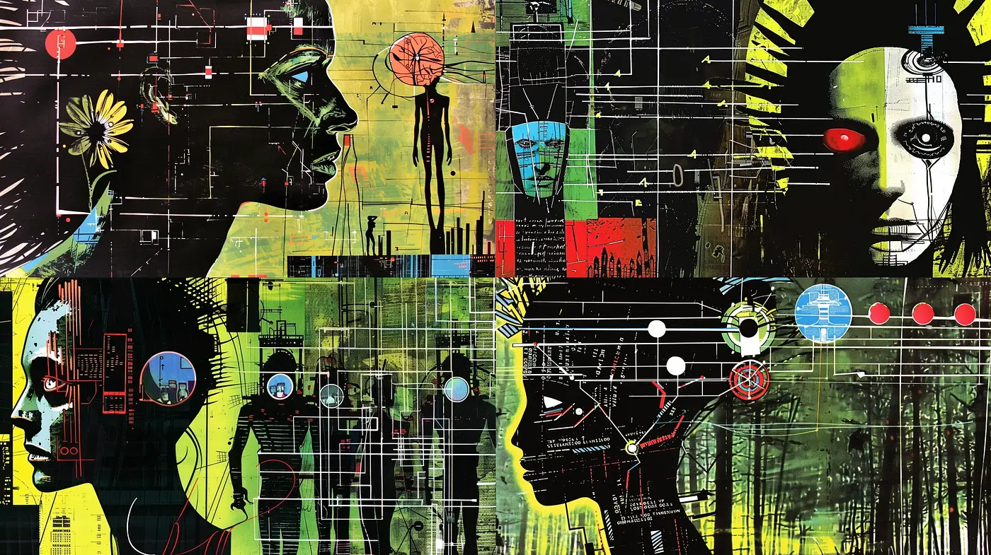 Abstract Technological Fusion with Surrealist Overtones - Midjourney sref style