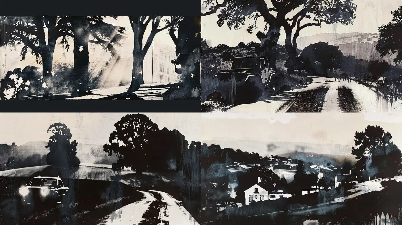 Monochromatic Landscape Whisperings - Midjourney sref style