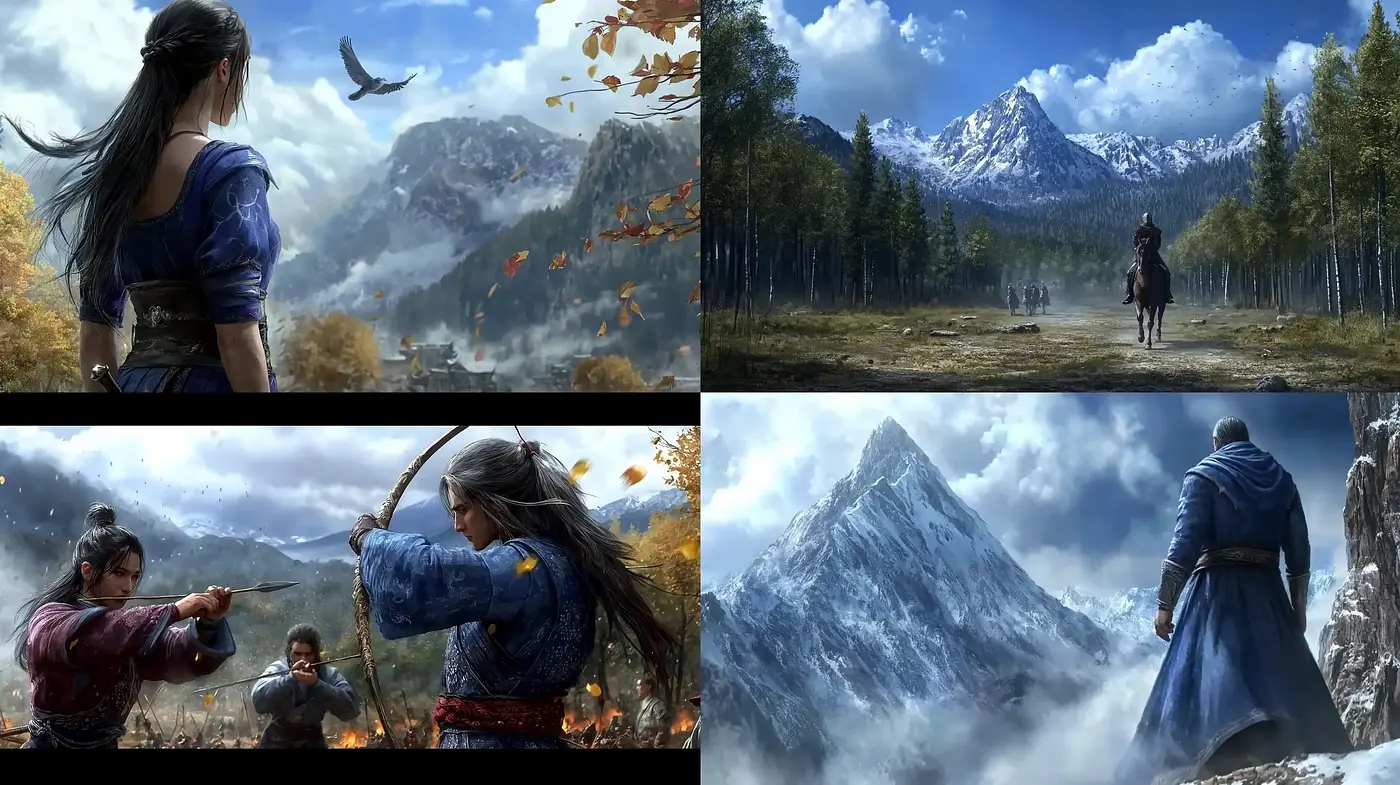Epic Cinematic Landscape Artistry with a Vintage Essence - Midjourney sref style