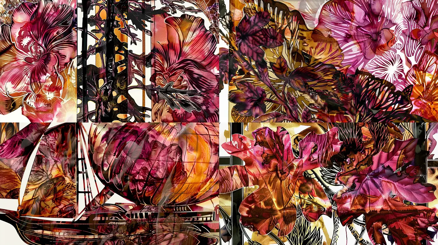 Ethereal Floral Fusion with Industrial Contrast - Midjourney sref style