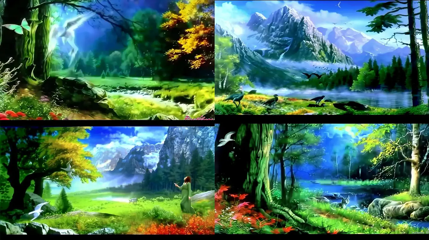 Ethereal Nature Portraits: A Fusion of Luminosity and Vivid Landscapes - Midjourney sref style