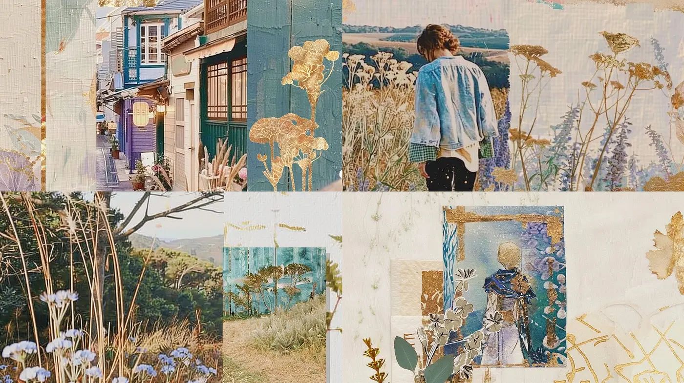 Whimsical Collage of Painterly Textures and Pastel Hues - Midjourney sref style