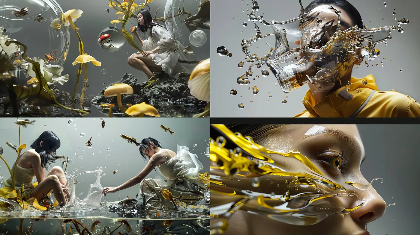 Ethereal Fluidity: A Synchronous Dance of Color and Liquid Texture - Midjourney sref style
