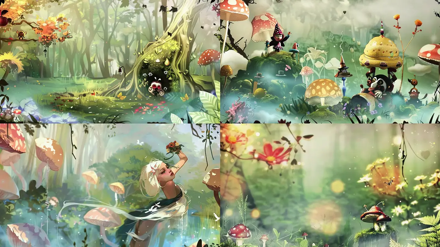 Enchanted Forest Dreamscape: A Whimsical Journey in Lush Hues - Midjourney sref style
