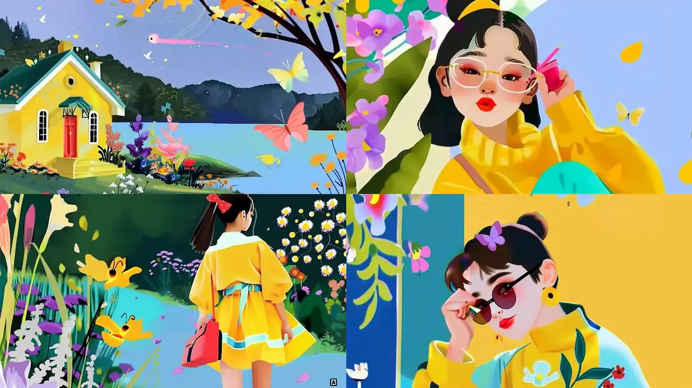 Vibrant and Playful Contemporary Art with a Nature-inspired Theme - Midjourney sref style