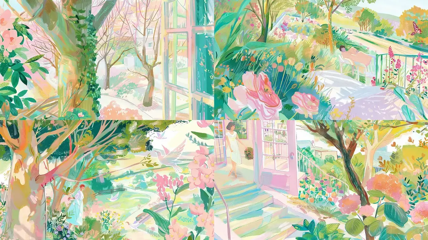 Serene Botanical Landscapes with Ethereal Light - Midjourney sref style