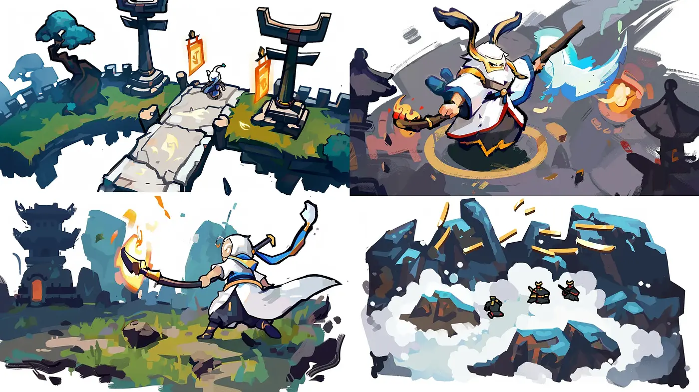 Stylized Elemental Action in Abstract Brushwork - Midjourney sref style