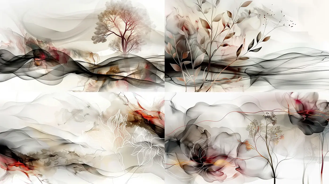 Ethereal Nature-Inspired Dreamscapes with Fluid Textural Grace - Midjourney sref style