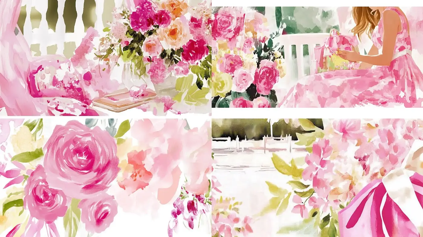 Watercolor Garden Dreamscapes with Pastel Flourishes - Midjourney sref style