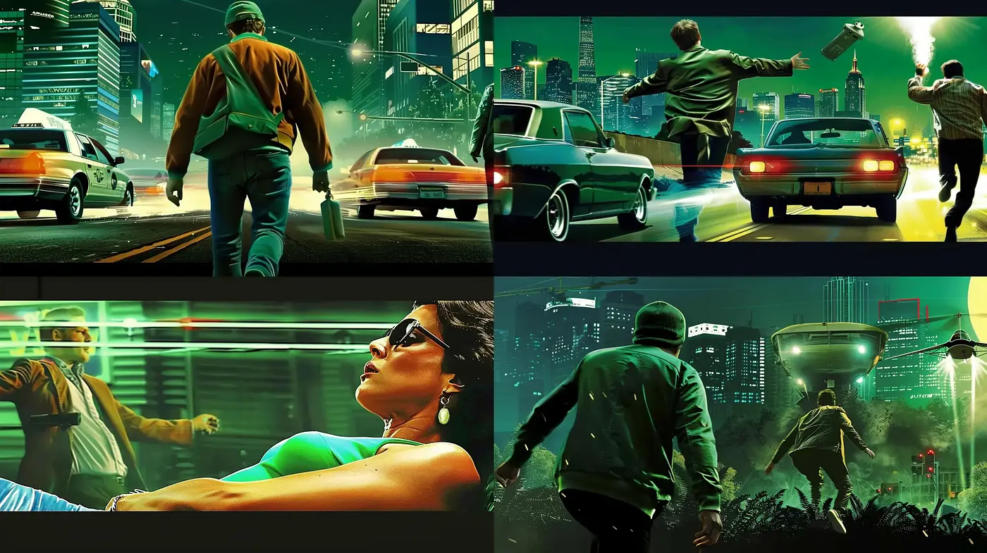 Neon-Noir Urban Dreamscape - Midjourney sref style