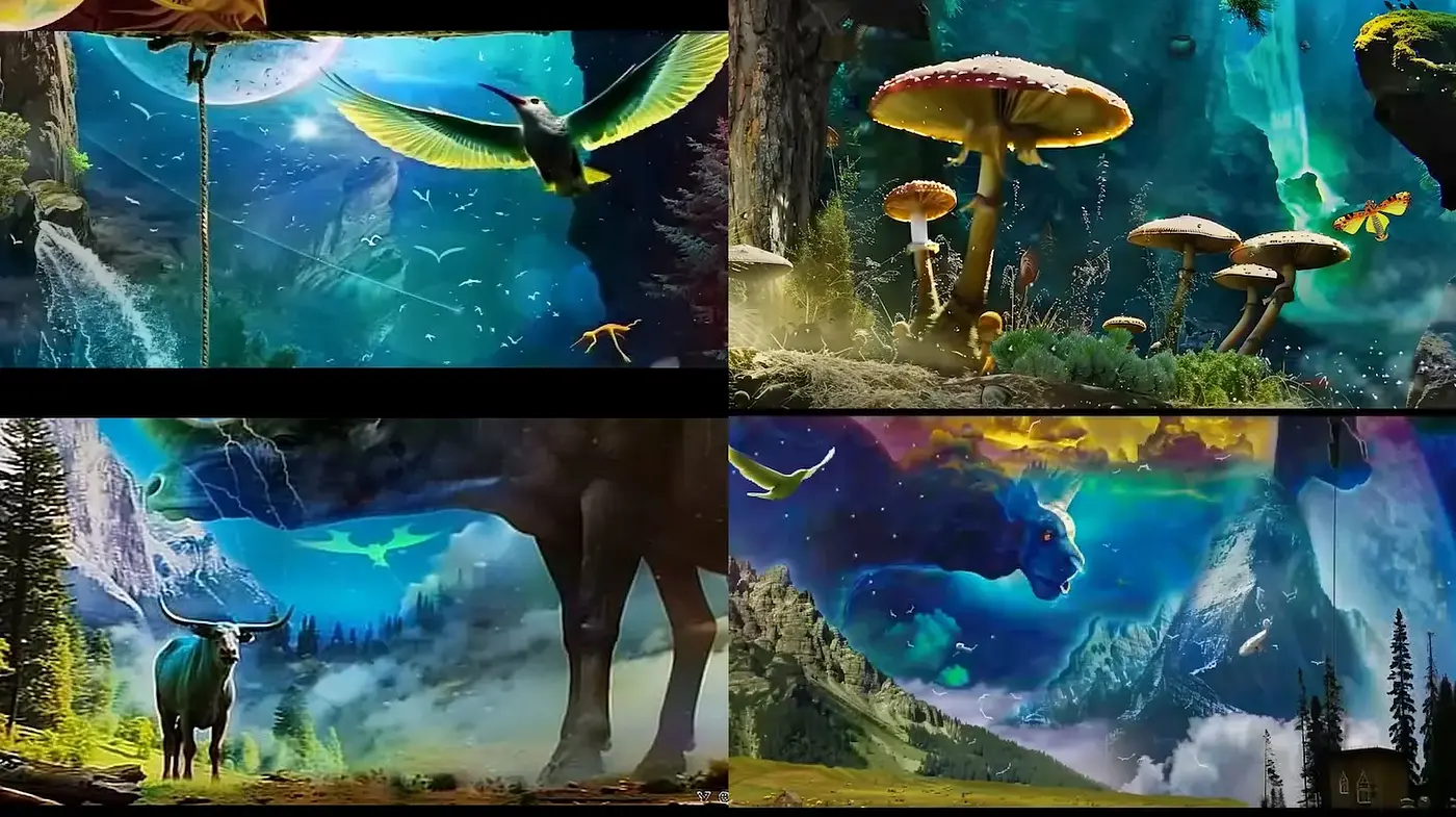 Surreal Environments with Lush Fantastical Elements and Dreamlike Imagery - Midjourney sref style