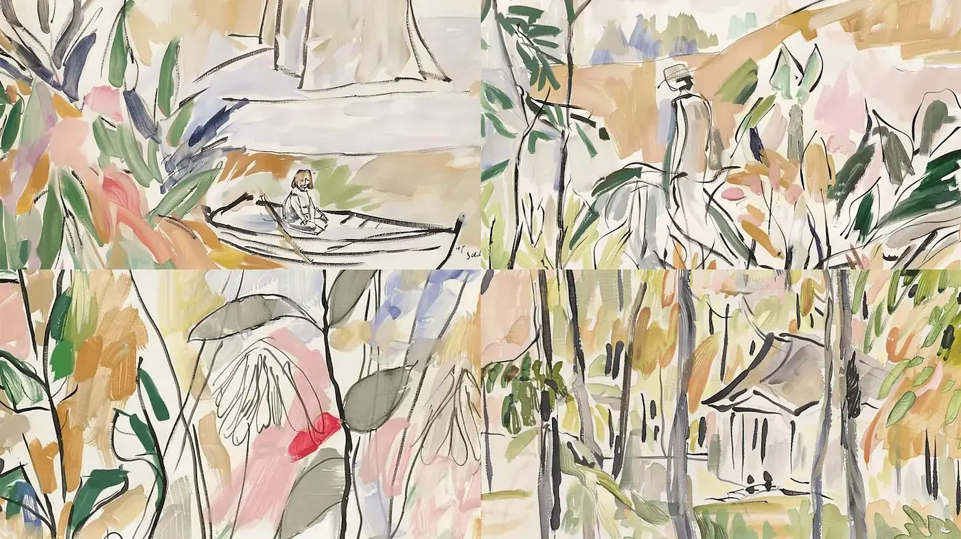 Whimsical Abstract Landscapes with a Touch of Impressionism - Midjourney sref style