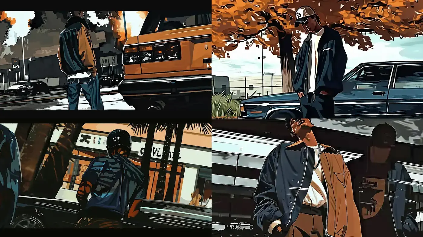 Urban Illustrations with a Modern Retro Feel - Midjourney sref style