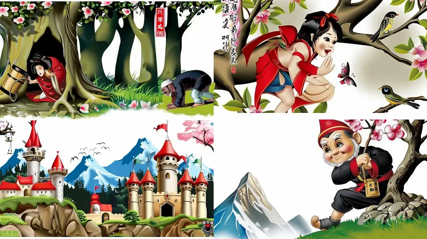 Whimsical and Playful Illustrated Fantasy Scenes - Midjourney sref style