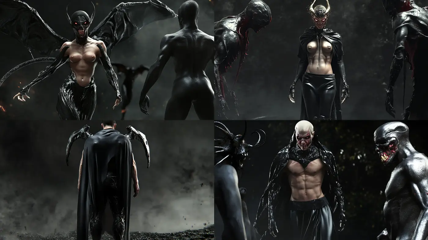 Monochromatic Elegance in Gothic Superhero Imagery - Midjourney sref style
