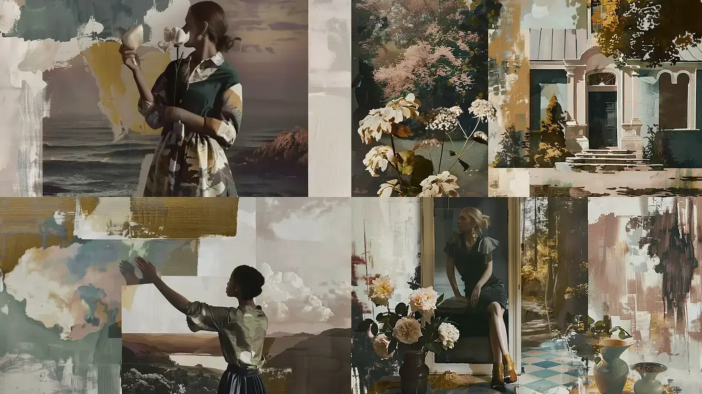 Ethereal Vintage Collage with Impressionistic Overtones - Midjourney sref style
