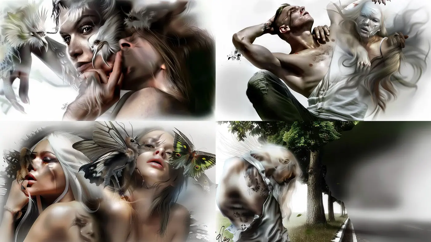 Ethereal Fantasy Fusion with Surreal Overtones and Painterly Textures - Midjourney sref style