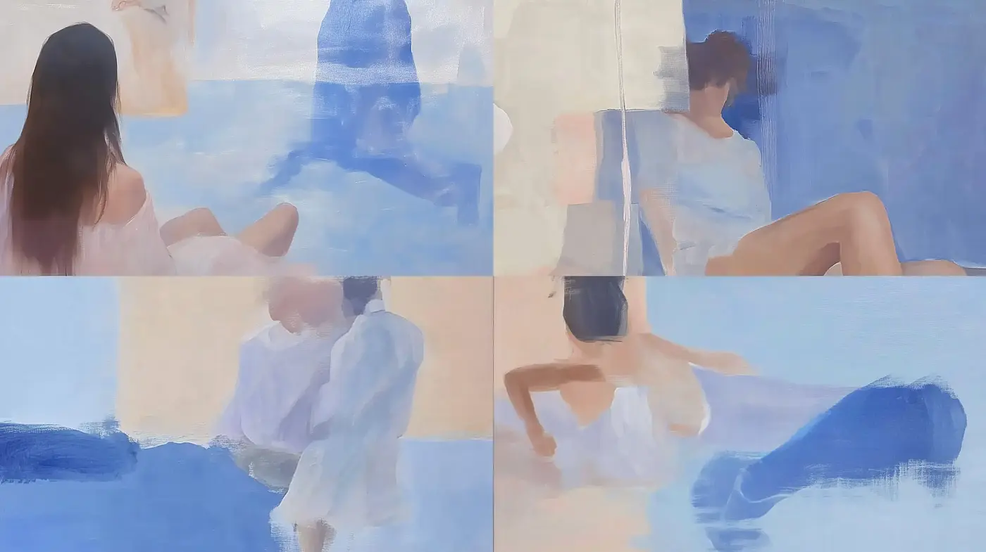 Serene Blue Hues with a Modern Impressionist Influence - Midjourney sref style