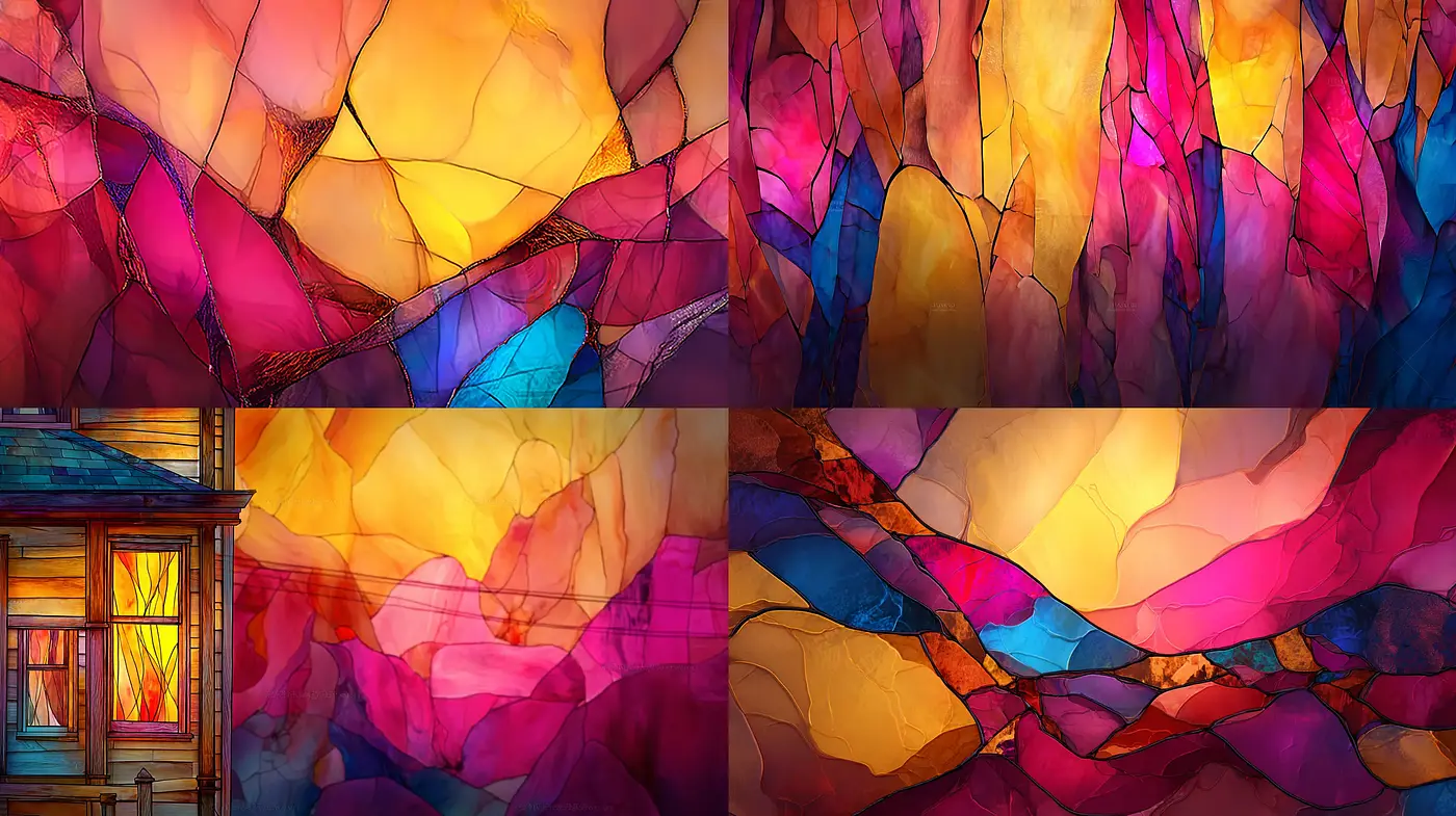 Vibrant Stained Glass Inspired Abstract Expressions - Midjourney sref style