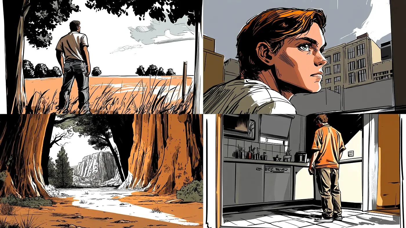 Contemplative Shades of Dusk: A Graphic Novel Expressiveness - Midjourney sref style