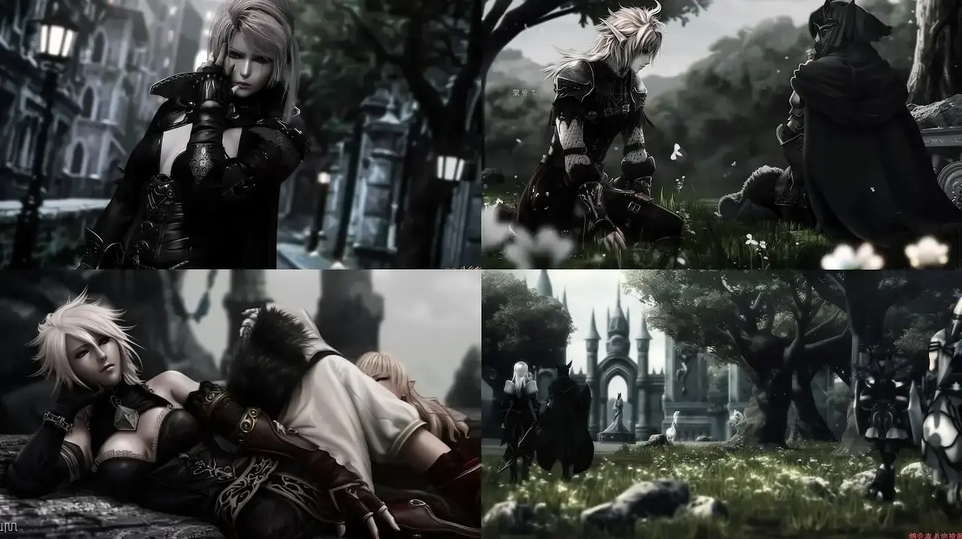 Monochromatic Gothic Fantasy with a Hint of Anime Influence - Midjourney sref style