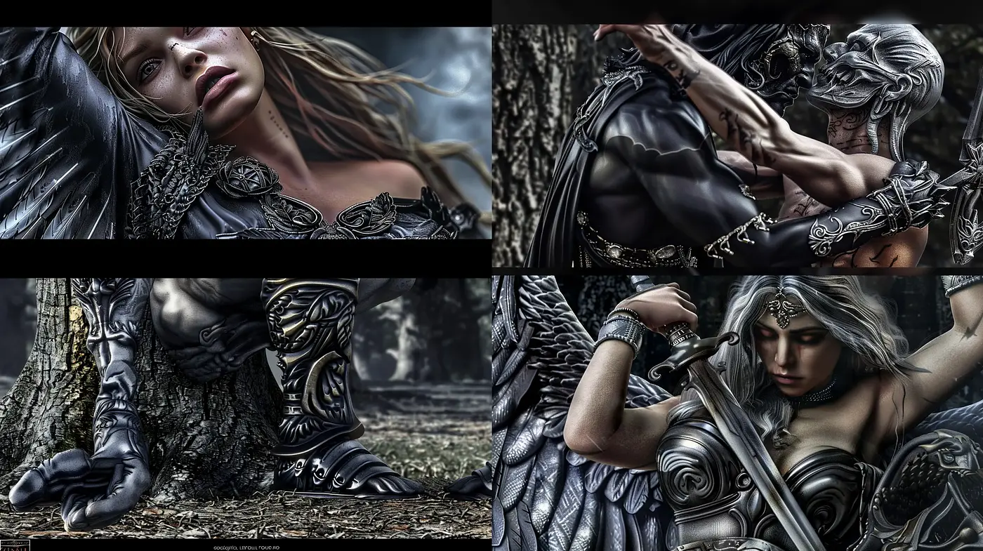 Gothic Fantasy Realism with Metallic Textures and Sombre Tones - Midjourney sref style