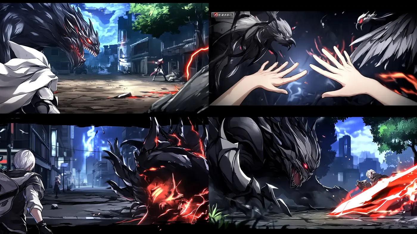 Dynamic Anime-Inspired Urban Conflict Vignettes - Midjourney sref style