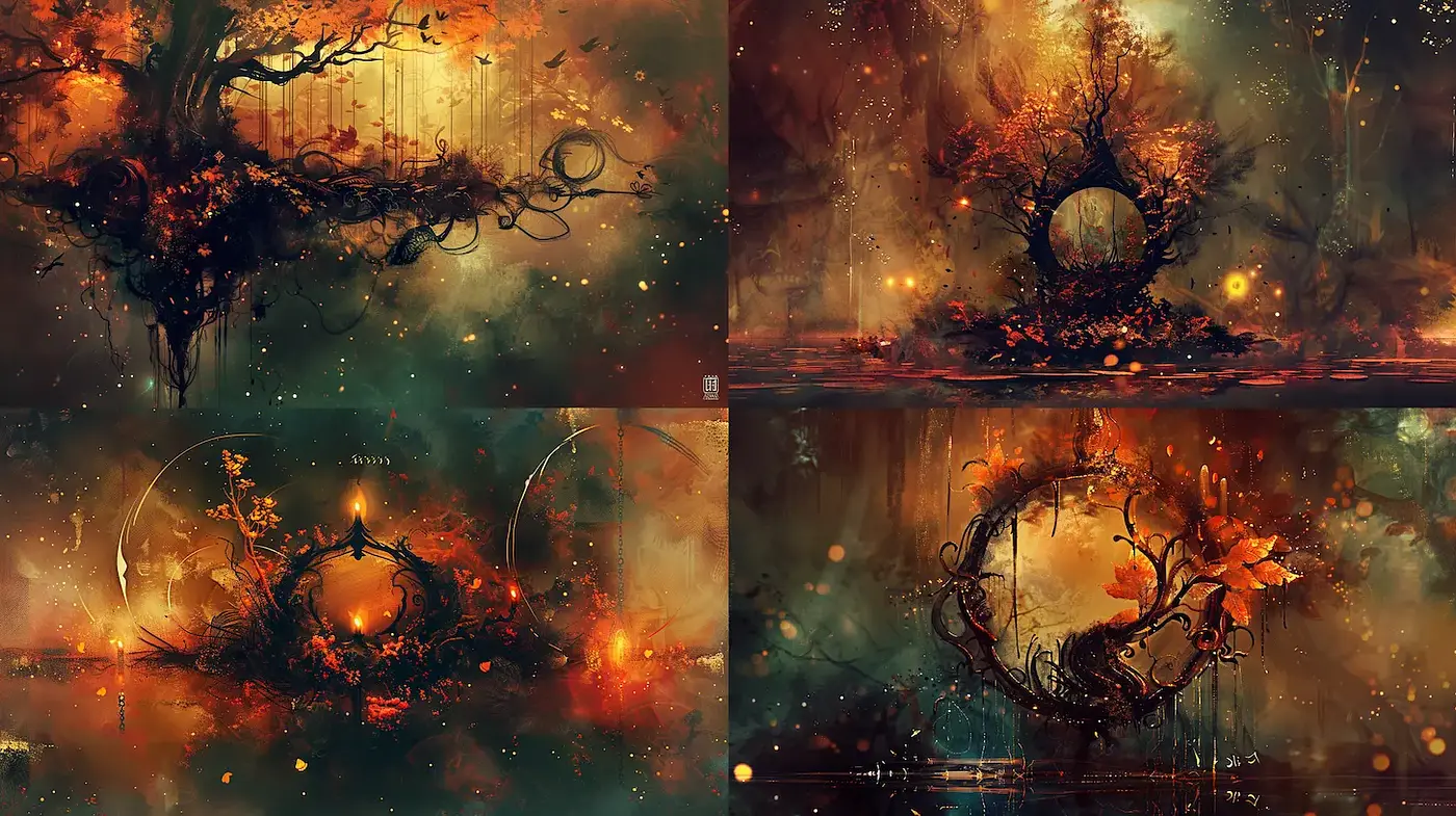 Mystical and Ethereal Nature Scenes with Glowing Elements - Midjourney sref style
