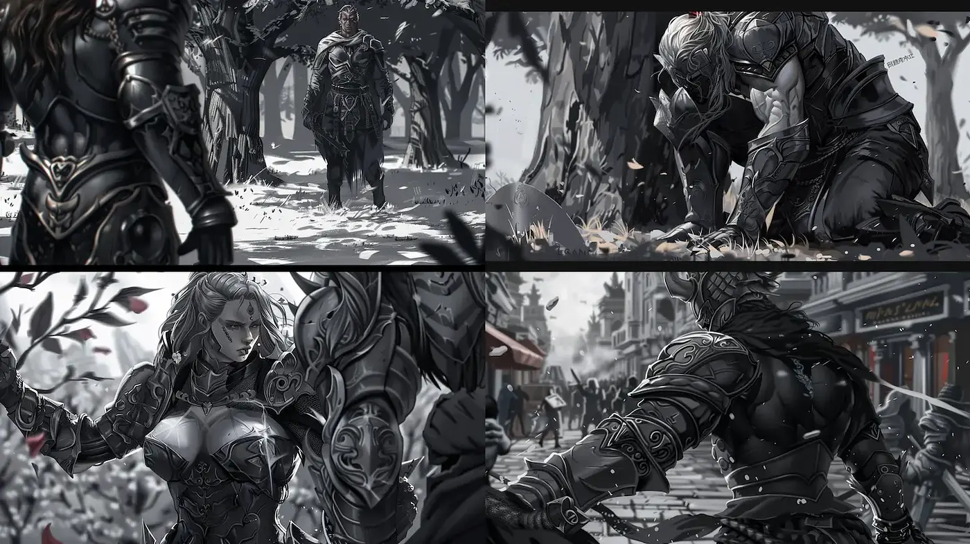 Dark Fantasy Art with a Strong Character Focus and Intricate Detailing - Midjourney sref style