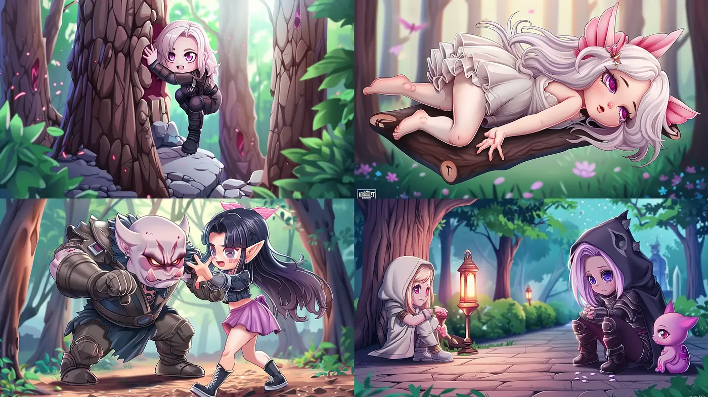 Enchanted Forest Dreamscape: A Whimsical Fusion of Anime and Fantasy Art - Midjourney sref style
