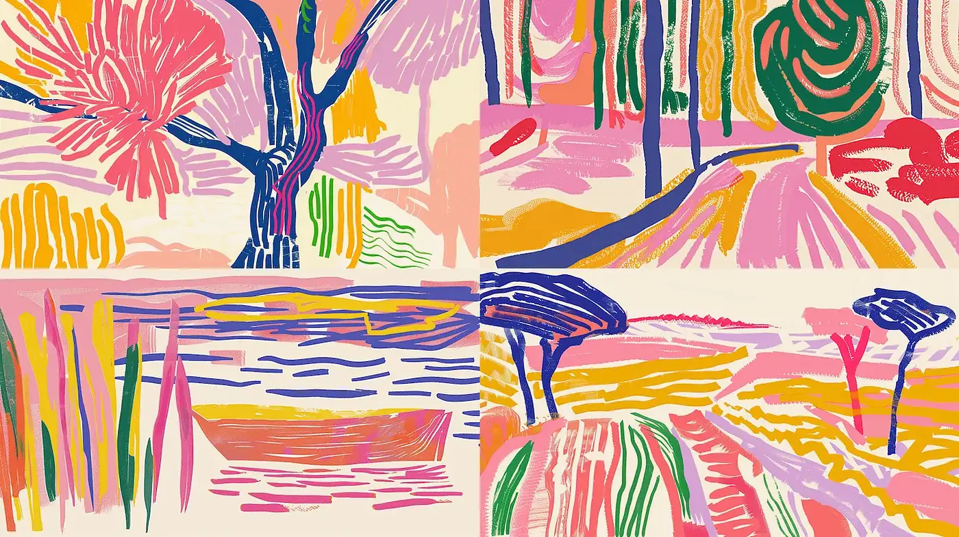 Vibrant and Playful Expressionism with a Nature Theme - Midjourney sref style