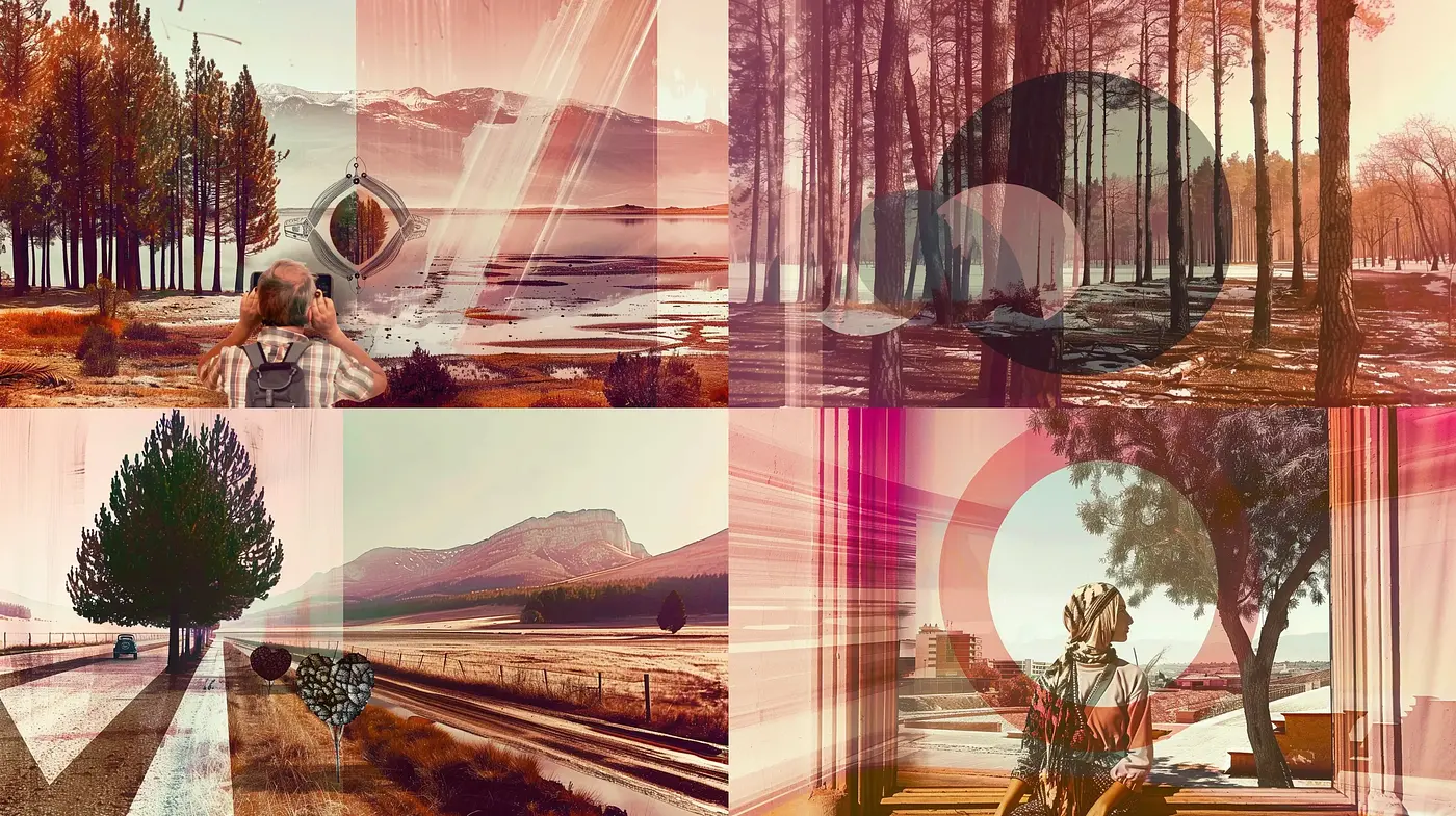 Transitory Dreamscapes: A Fusion of Natural Serenity and Geometric Surrealism - Midjourney sref style