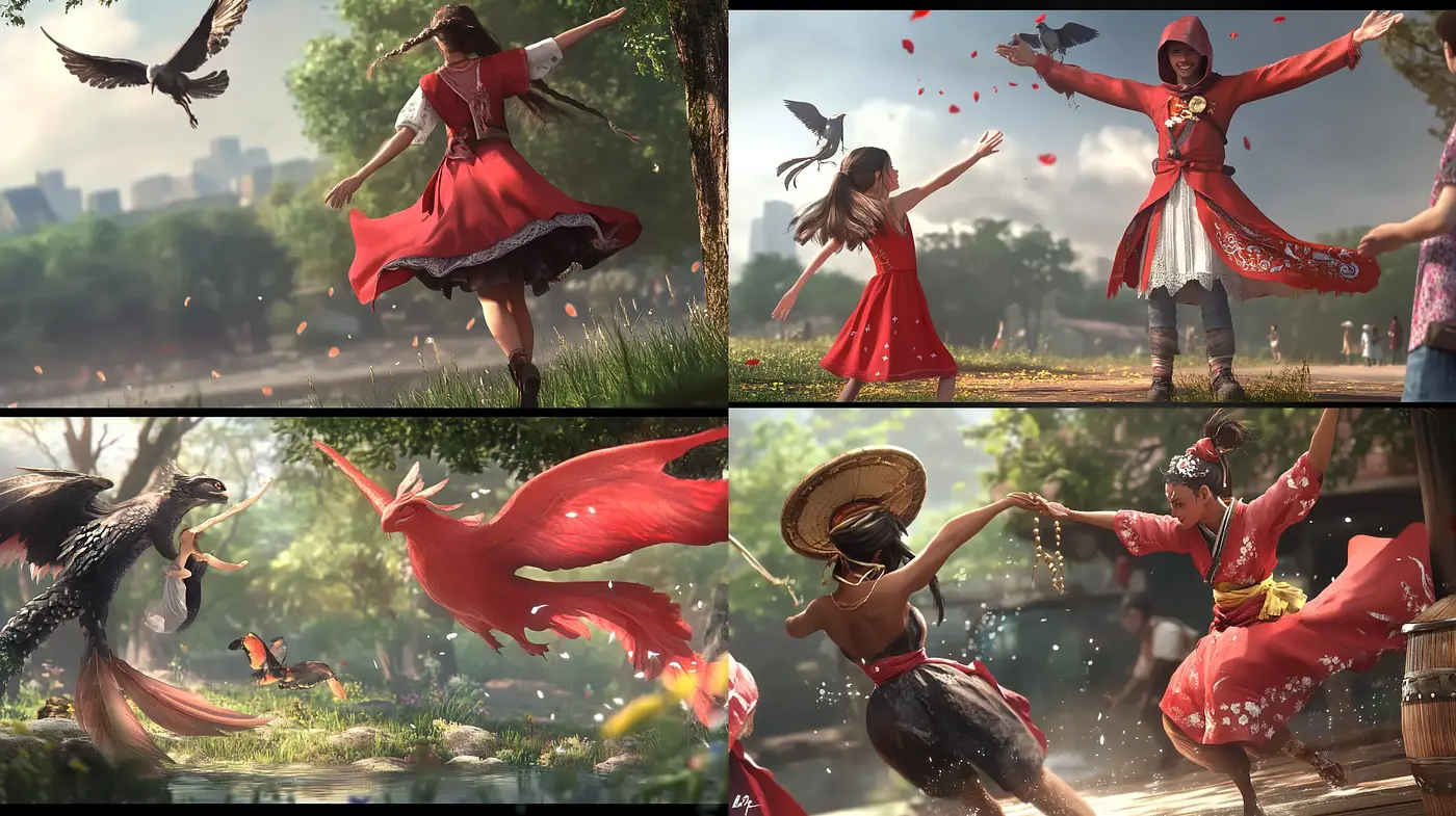 Ethereal Luminance in Motion: A Vivid Dance with Nature - Midjourney sref style