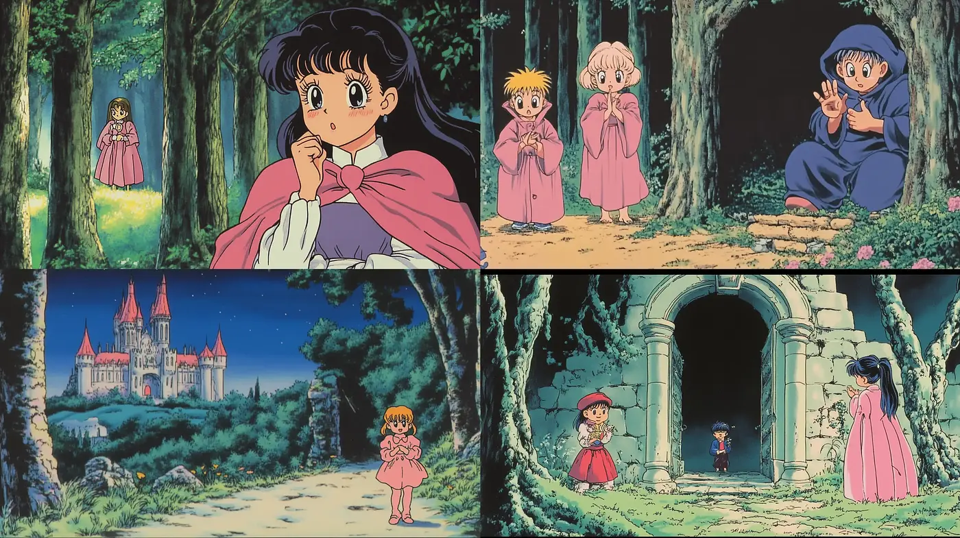 Enchanted Storybook Serenity: A Harmonious Blend of Anime Fantasy and Pastoral Scenery - Midjourney sref style