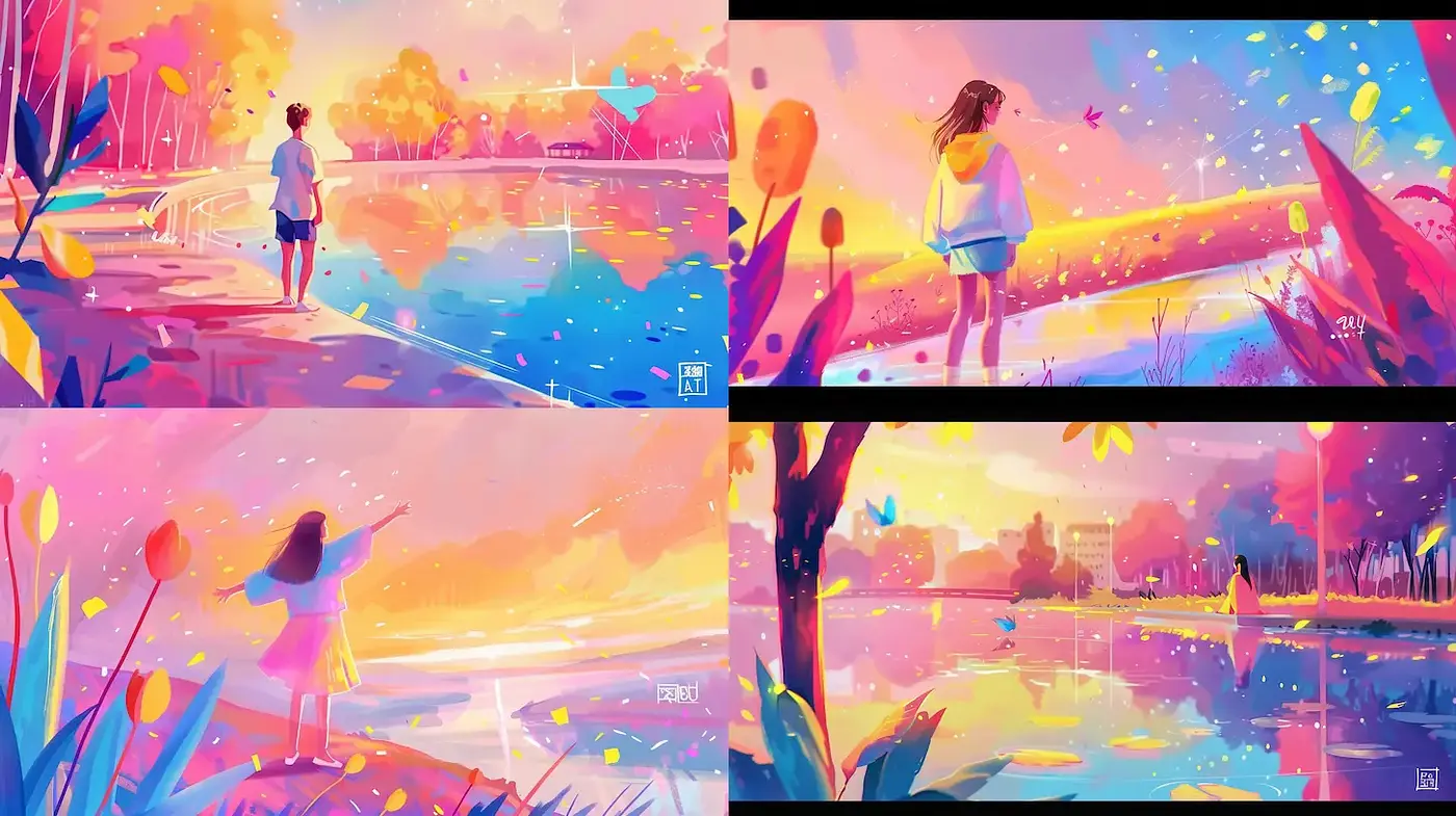 Vibrant and Dreamy Ephemeral Landscapes with a Whimsical Touch - Midjourney sref style