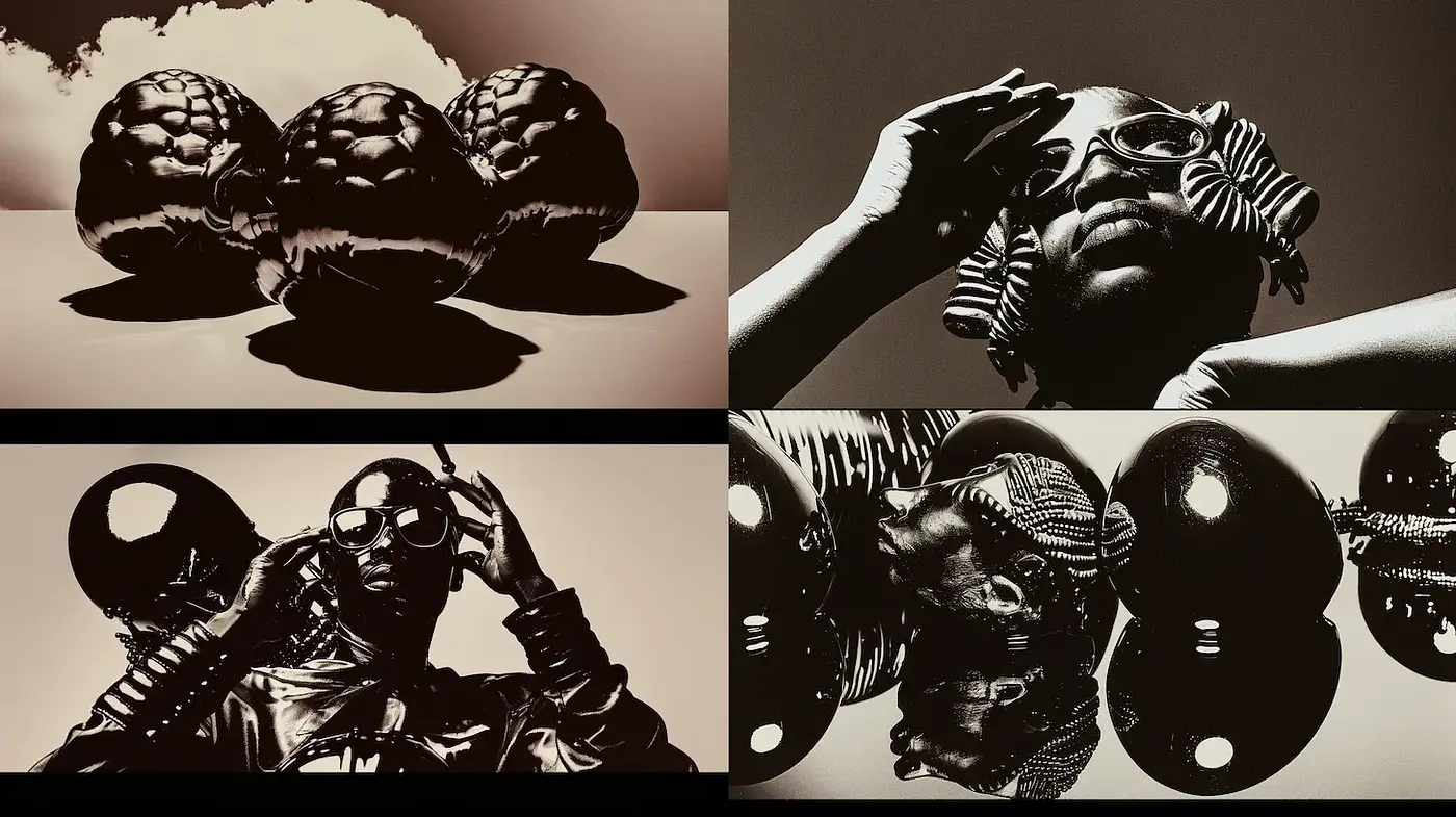 Striking and Monochromatic High-Contrast Visuals with a Futuristic Twist - Midjourney sref style