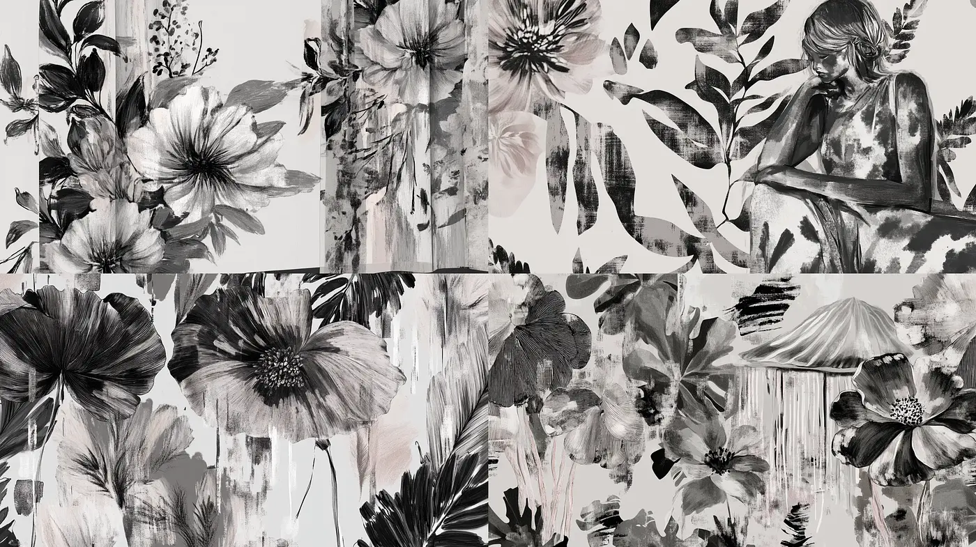 Monochromatic Botanical Elegance in Grayscale - Midjourney sref style
