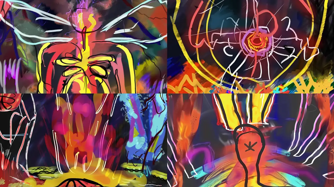 Vibrant Abstract Expressionist Fusion - Midjourney sref style
