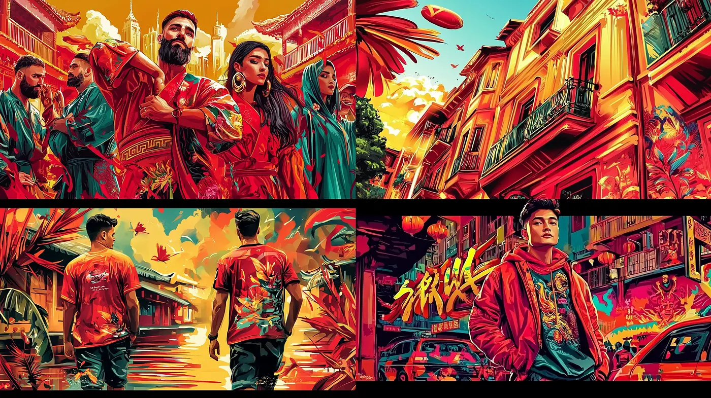 Vivid Urban Dreamscape: A Fusion of Neon and Nostalgia - Midjourney sref style