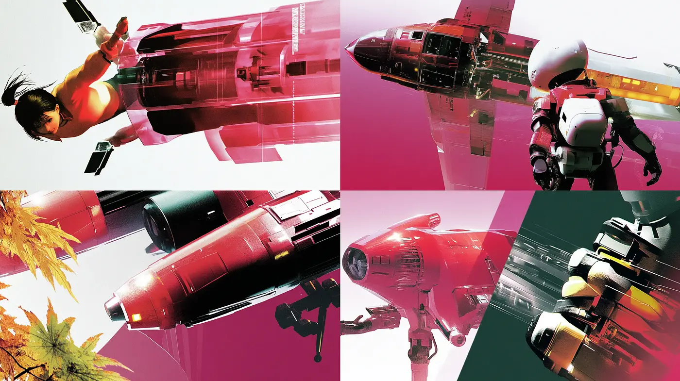 Futuristic Aerial Elegance with a Magenta Gleam - Midjourney sref style