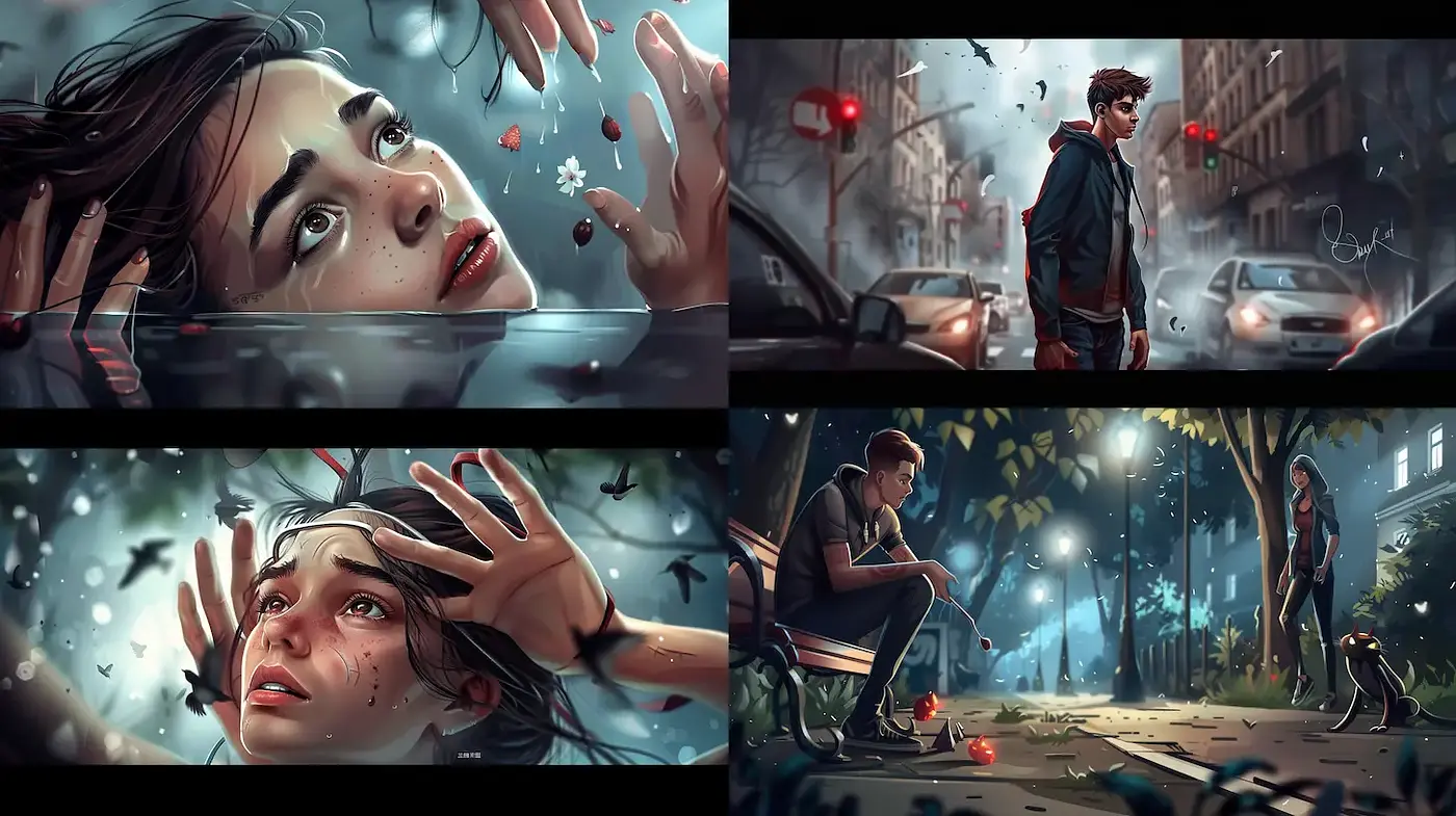 Emotionally Charged Urban Scenes with a Surreal Touch - Midjourney sref style